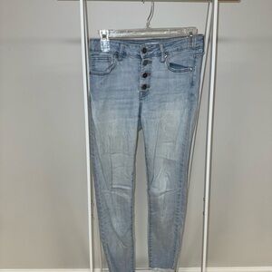 Blue Skinny Jeans with Faded Vintage Look